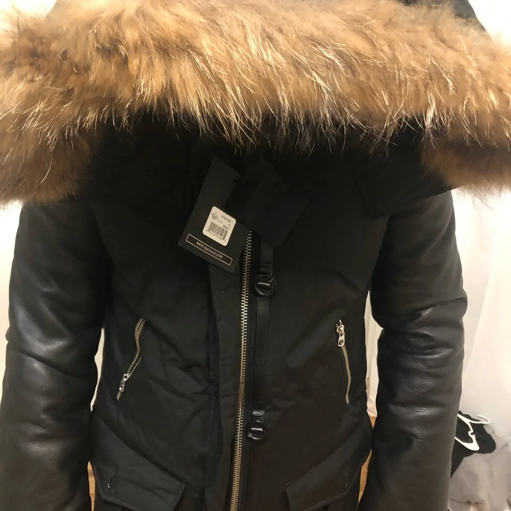 Mackage Black Jacket with Brown Fur Trim - Picture 2 of 8